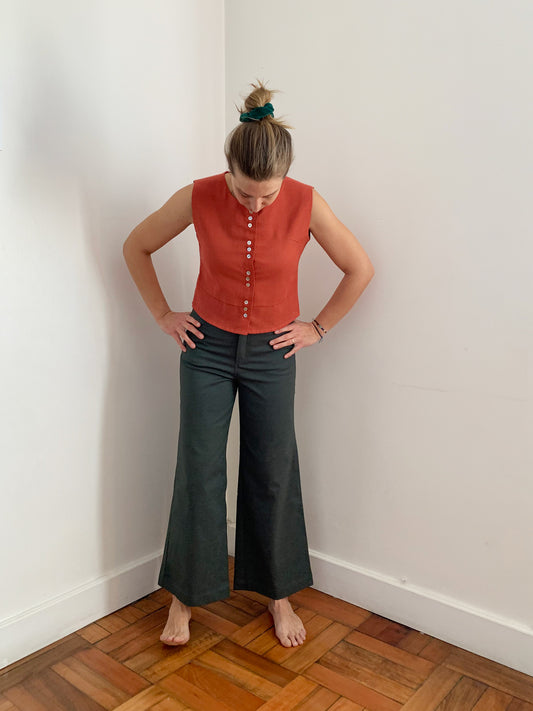 Pantalón Palazzo color verde oscuro
