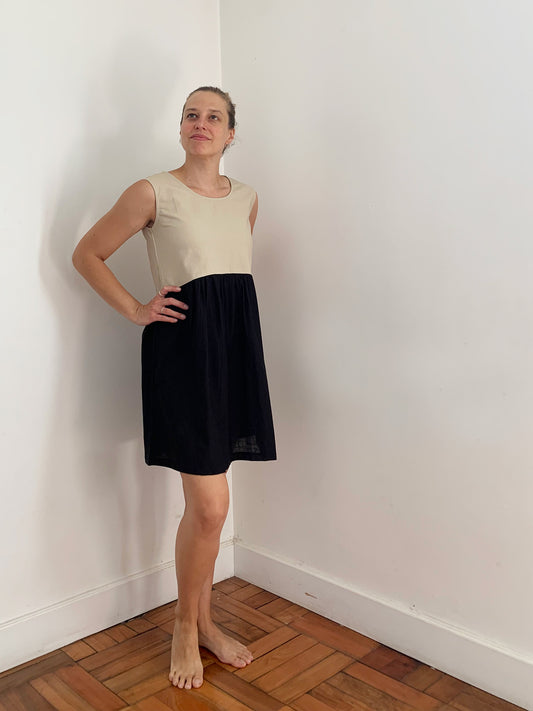 Vestido bicolor beige - negro