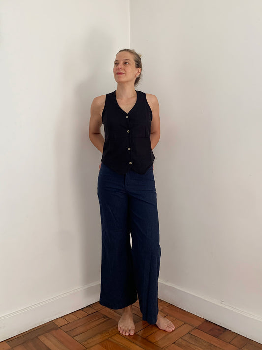 Gillet básica lino color negro